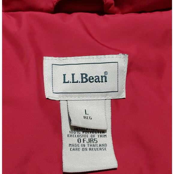 L..L. Bean Womens Red Long Thinsulate Hooded Jacket Size Large Cabincore Preppy - Picture 8 of 9
